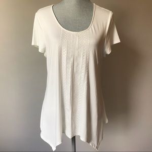 Adrianna Papell Embroidered Sharkbite Top